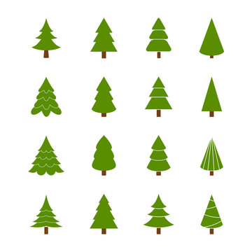 Set of Christmas trees, vector illustration