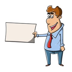 businessman holding a flash card