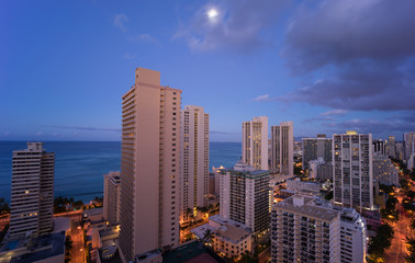 Hawaii skyline under the moonlight