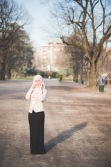 Fototapeta premium young beautiful muslim woman at the park
