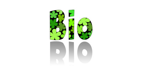 Bio - Schriftzug mit Blumen