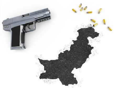 Gunpowder forming the shape of Pakistan .(series)