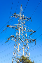 High-voltage tower in a sunny day