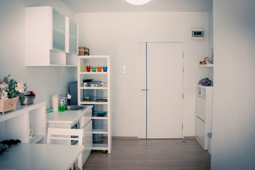 White living room with modern interior design in fashion vintage