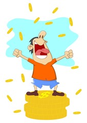 standing on a stack of golden