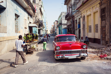 Classic old car on streets of Havana, Cuba