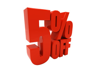 3D 5 percent isolated on white