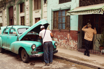 Classic old car on streets of Havana, Cuba