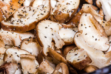 Sliced mushrooms prepared for cooking