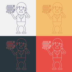 Character illustration design. Businessman busy cartoon