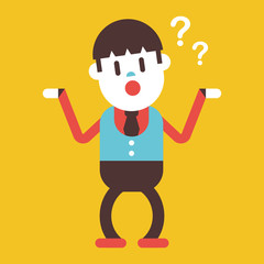 Character illustration design. Businessman having question carto