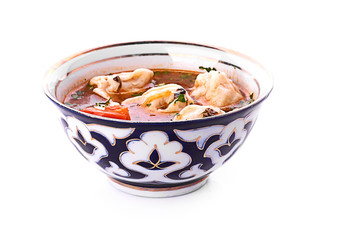 Delicious veal stew soup with meat and vegetables