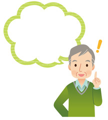 解説する高齢者男性　シニア　吹き出し