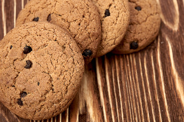 oat cookies on wooden table