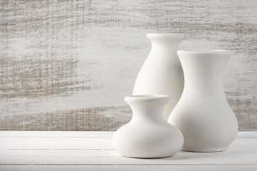 Fototapeta na wymiar Unglazed ceramic vases
