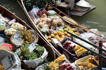fruits selling at Damonen Saduak floating market January 30,2015