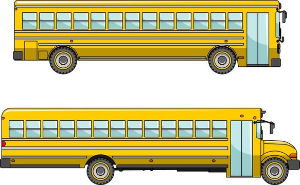 School bus isolated on white background in flat style