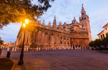 Morning view of  Cathedral of Seville