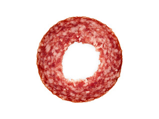 Slice of salami sausage