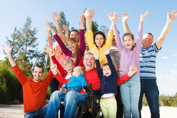Disabled Man with Group of people