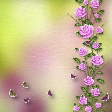 Drawing beautiful bouquets of roses on pastel background