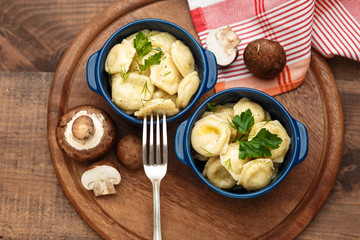 Meat Dumplings - russian boiled pelmeni in plate