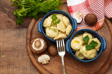 Meat Dumplings - russian boiled pelmeni in plate