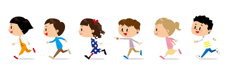 子供達　走る
