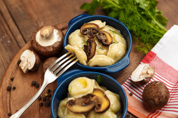 Meat Dumplings - russian boiled pelmeni in plate