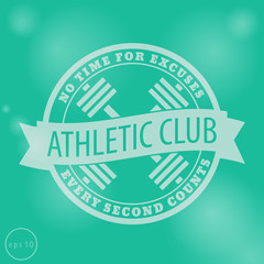 Athletic Club emblem on green blur background vector, eps10