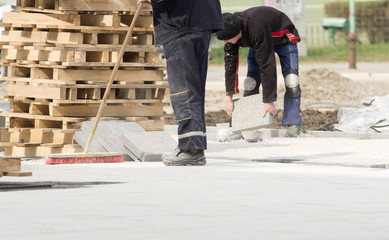 Cleaning construction site - obrazy, fototapety, plakaty