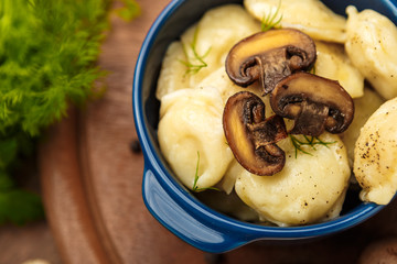 Meat Dumplings - russian boiled pelmeni in plate