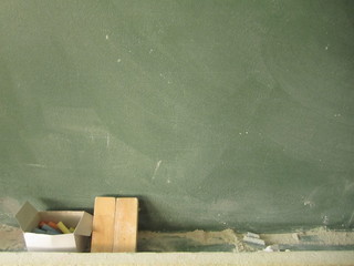 blackboard with chalk and eraser