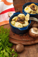 Meat Dumplings - russian boiled pelmeni in plate