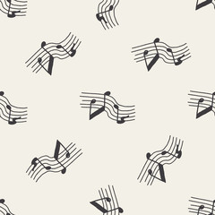 doodle music seamless pattern background