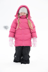 Girl playing with snow