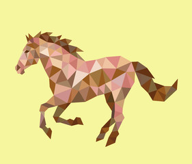 Horse running  low poly vector