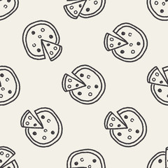 doodle pizza seamless pattern background