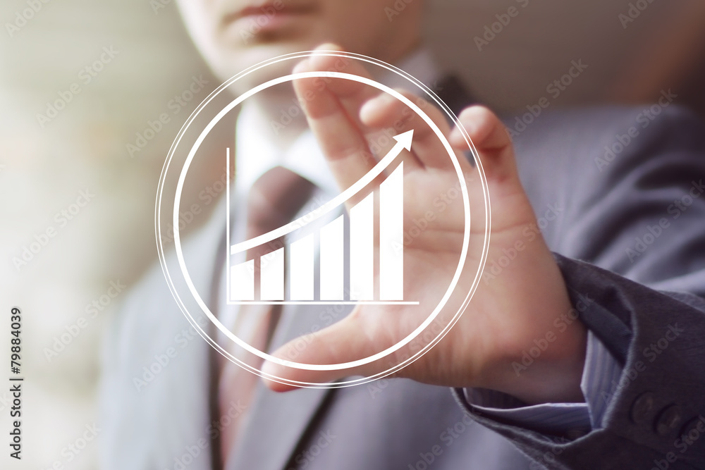 Poster man with chart business icon web diagram sign
