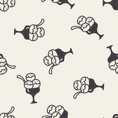 doodle ice cream seamless pattern background