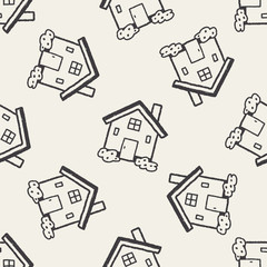 doodle house seamless pattern background