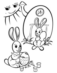 Easter bunny painting eggs