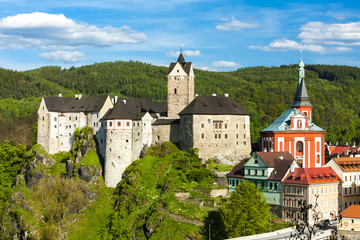 Fototapeta na wymiar Loket Castle with town, Czech Republic