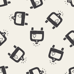 doodle ambulance seamless pattern background