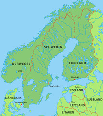 Skandinavien Karte in Grün
