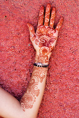 Mehendi art or Heena Tattoo on the hand