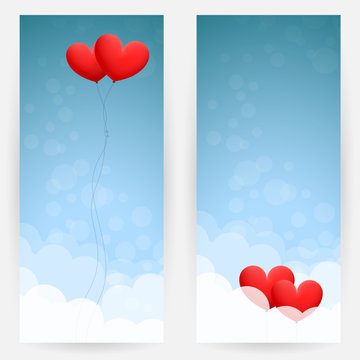 Background with sky and hearts
