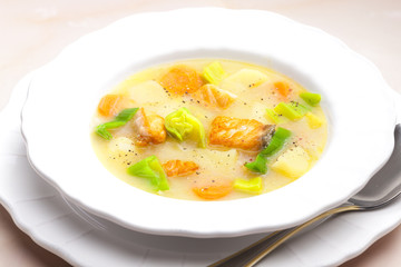potato soup with salmon