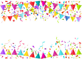 Seamless vector background of falling confetti pieces and colore