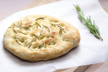 Italian bread focaccia with rosemary